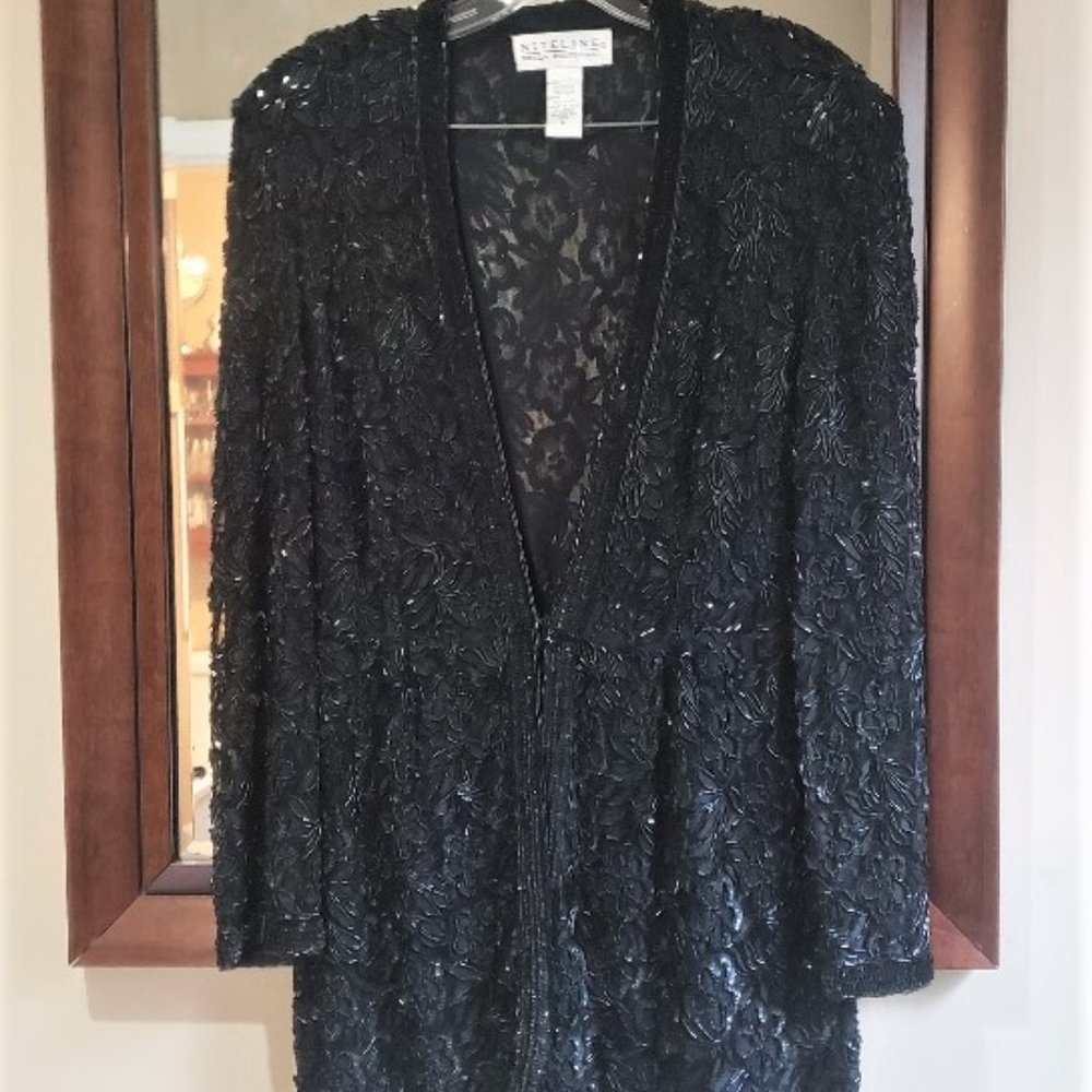 VINTAGE NITELINE DELLA ROUGE BEADED SEQUIN EVENING JACKET